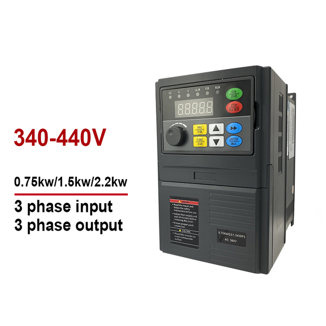 Variable Frequency Drive VFD Inverter&Converter 380V 0.75KW 1.5KW 2.2KW Input 3 Phases to Output 3 Phases