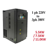 Variable Frequency Drive VFD Inverter&Converter Input Single Phase 220V to Output 3 Phases 380V 5.5KW 7.5KW 11KW