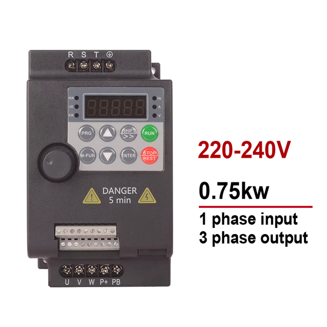 VFD Variable Frequency Drive 220V 0.75KW Input 1 Phase to Output 3 Phase Motor Speed Controller
