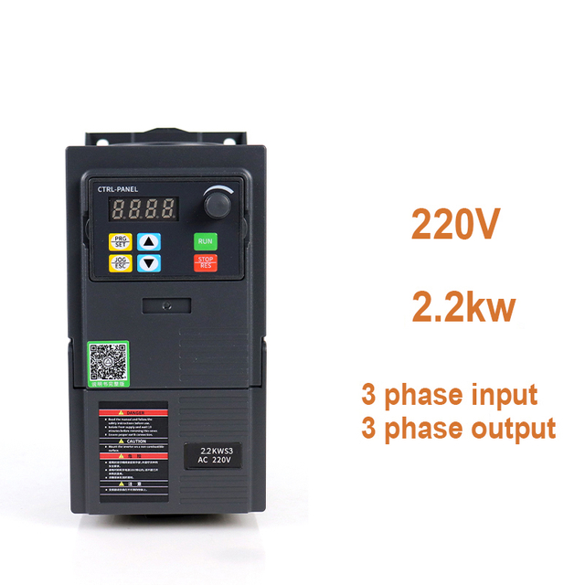 VFD Variable Frequency Drive 220V 2.2KW Input 3 Phases to Output 3 Phases