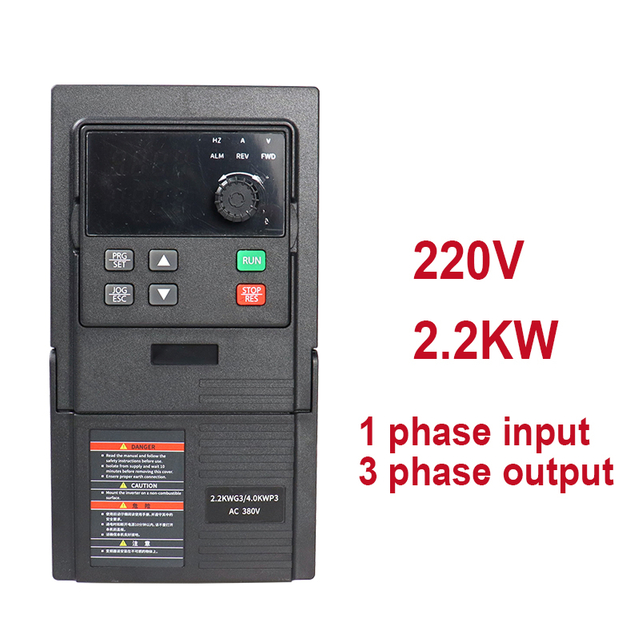 VFD Variable Frequency Drive Input 1 Phase to Output 3 Phases 220V 2.2KW