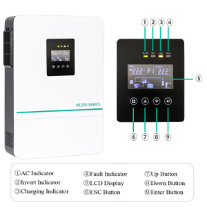Hybrid Solar Inverter Grid Tied Inverter HE200-7200 Single phase 48Vdc 240Vac 6.2KW White