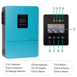 Hybrid Solar Inverter Grid Tied Inverter HE200-7200 Single phase 48Vdc 240Vac 6.2KW Blue