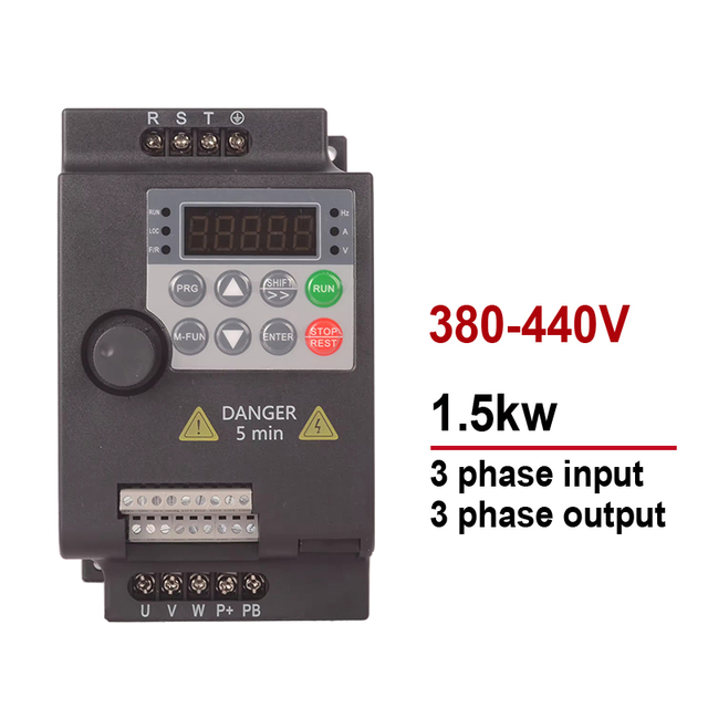 VFD Variable Frequency Drive 380V 1.5KW Input 3 Phase to Output 3 Phase Motor Speed Controller